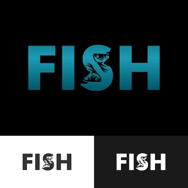 Vector creative fish logo with negative space on letter s , fish store logo template