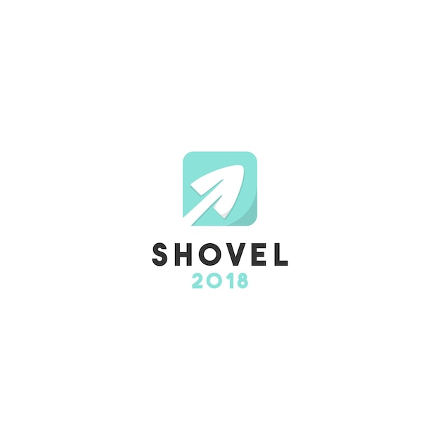 Creative flat shovel logo design