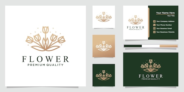 Креативный цветочный шаблон логотипа и визитки