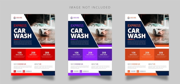 Creative flyer for a car wash using the finest three colors and shapes Corporate flyer and business