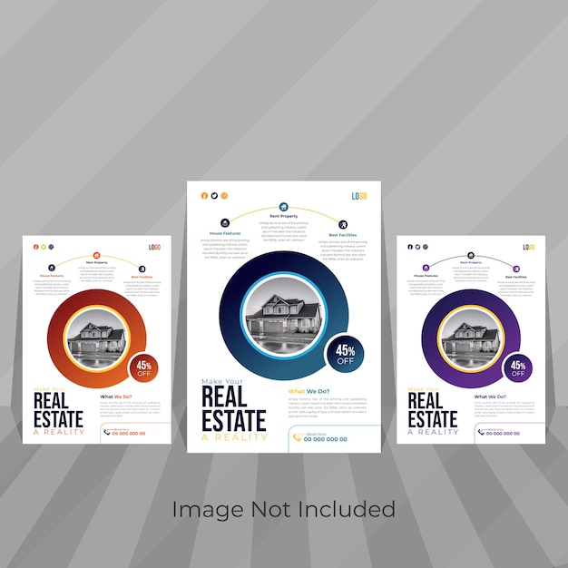 Creative Flyer design templet for realestate company with 3 sample vector layout file