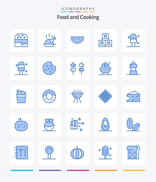 벡터 creative food 25 달콤한 음식 음식 음식 얼음과 같은 파란색 아이콘 팩