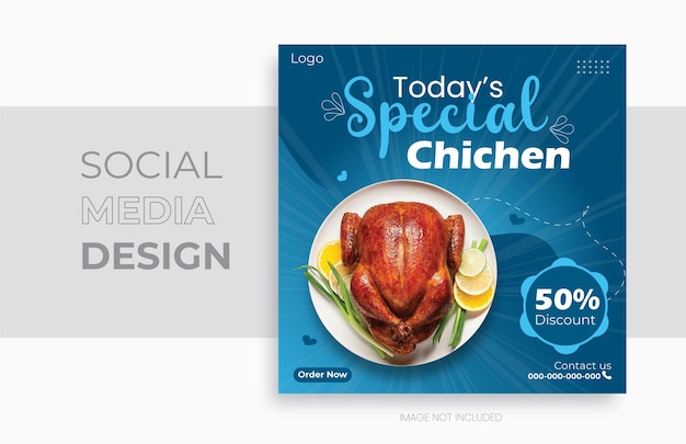 Vettore menu alimentare creativo pollo delizioso social media modello di post banner social media