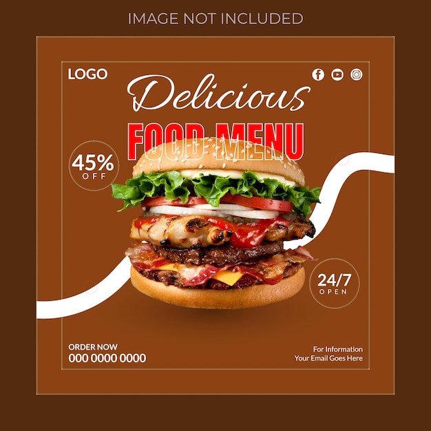 Vector creative food social media post design template