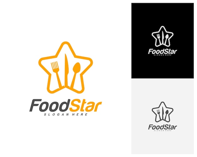 Creative food star logo design vector ristorante food court cafe logo modello icona simbolo illustrazione