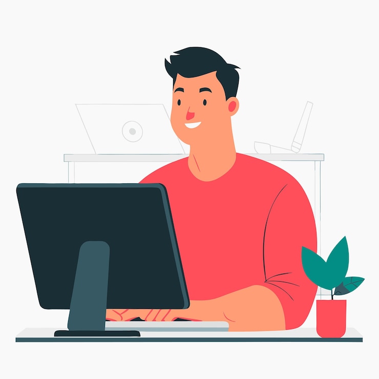Vector creative freelance illustration depicting a laptop and pencil