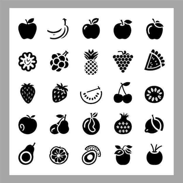 creative fruit silhouettes apple pear orange and kiwi styles