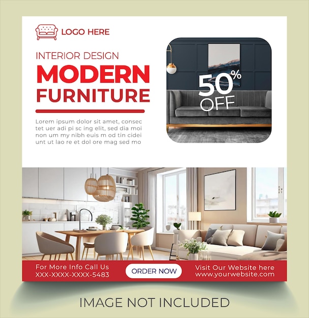 Creative furnished modern furniture instagram social media post template vector