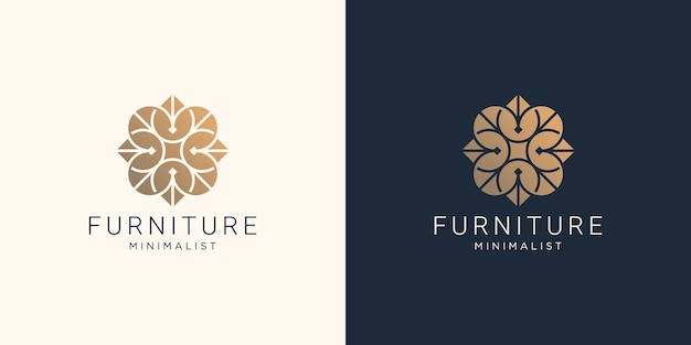 Creative furniture logo design with abstract line shape.inspiration for interior,furniture template.