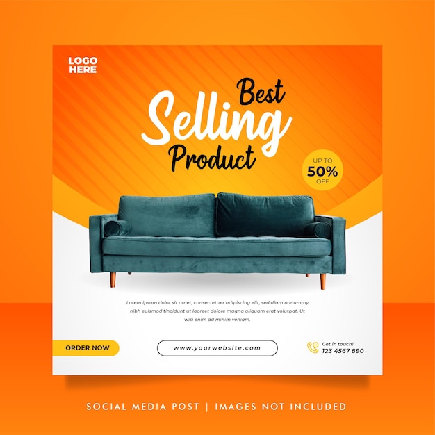 Creative furniture sale banner or social media post template