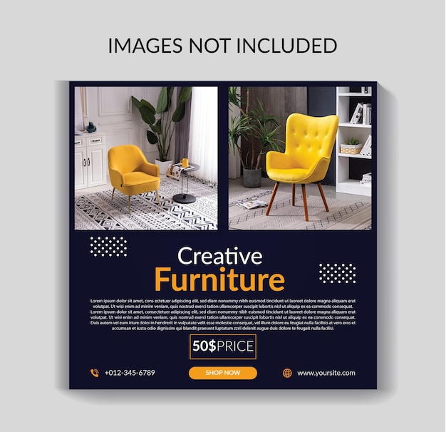 Vector creative furniture sale social media banner template