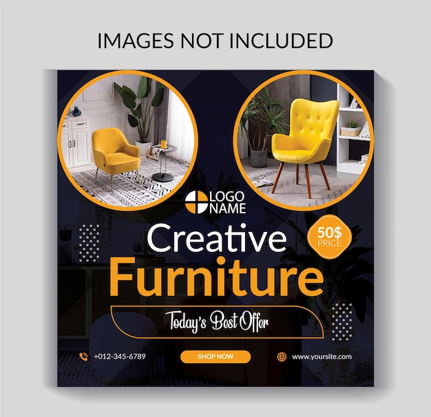 creative furniture sale social media banner template