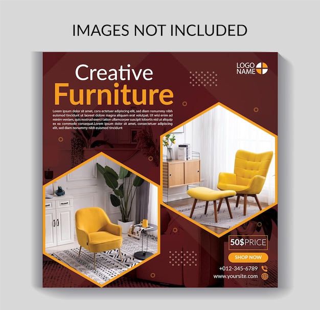 Vector creative furniture sale social media banner template