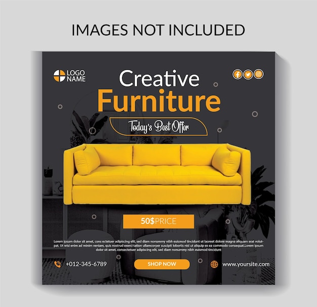 Vector creative furniture sale social media banner template