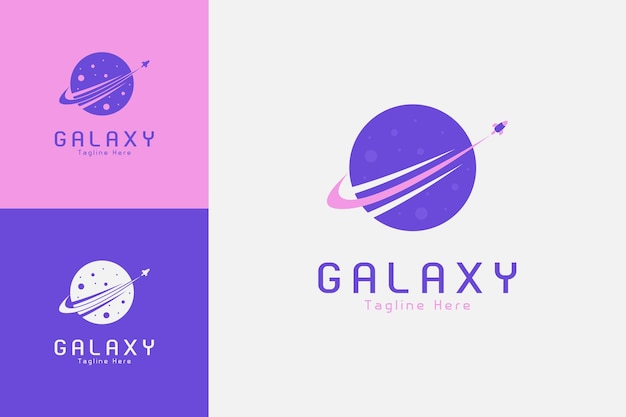 Creative galaxy and rocket logo template