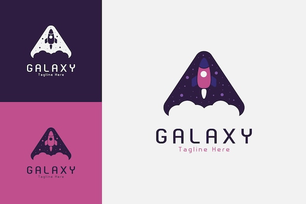 Creative galaxy and rocket logo template