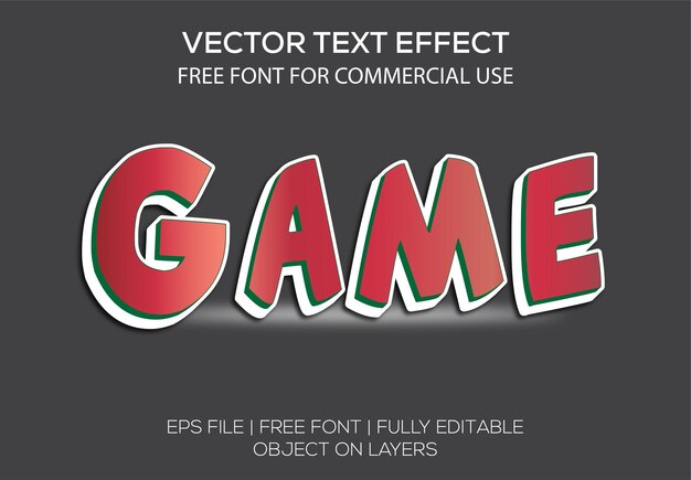 Vector creative game 3d vector editable text effect