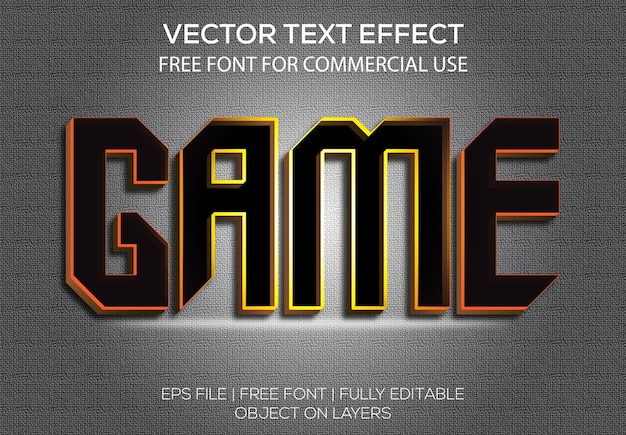 Vector creative game 3d vector editable text effect