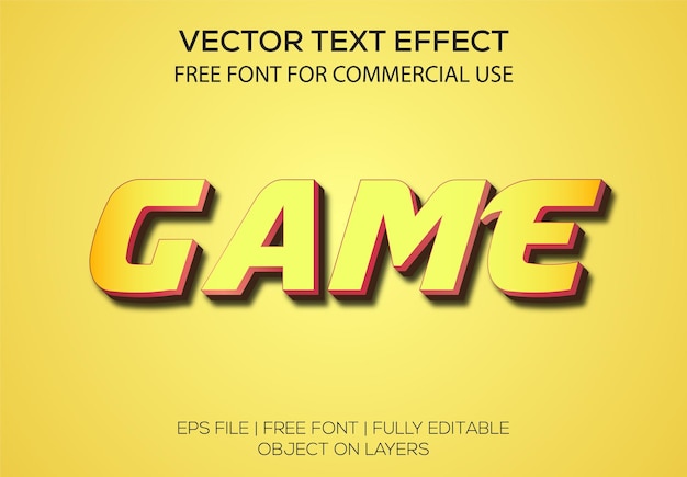 Vector creative game 3d vector editable text effect