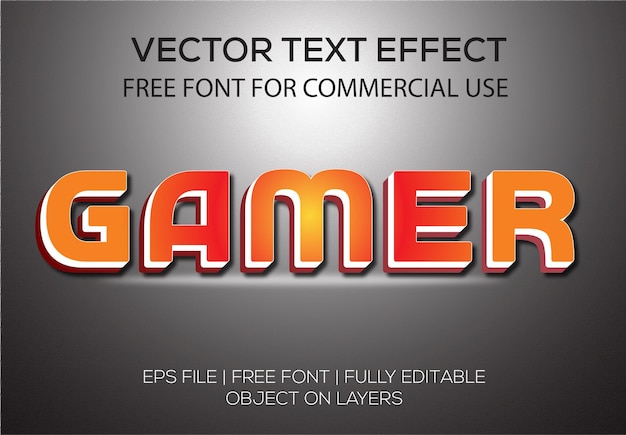 Creative gamer 3d vector bewerkbaar teksteffect