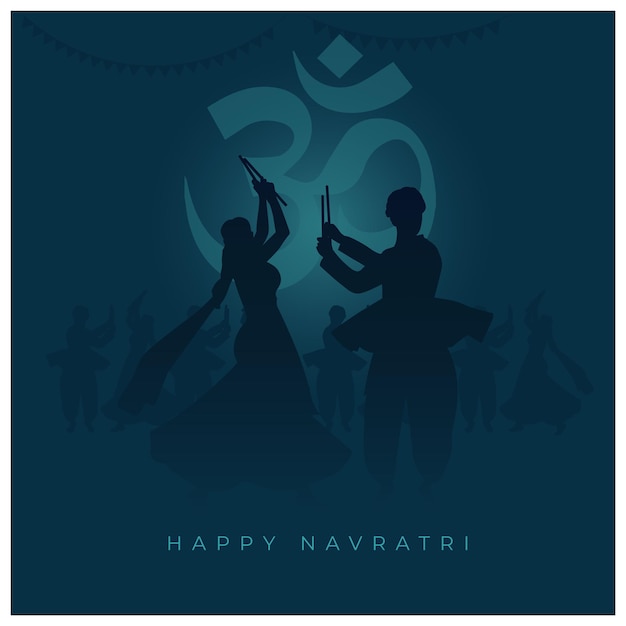 creative garba night couple minimal design  happy navratri