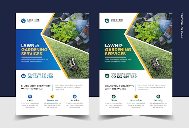 Creative garden lawn care flyer template