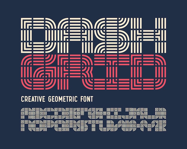 Creative geometric font set named dash grid