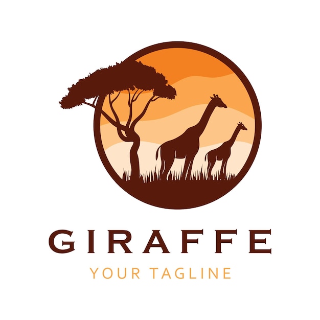 Vector creative giraffe logo with slogan template