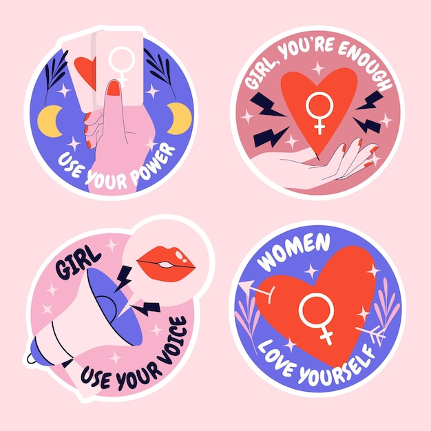 Creative girl power stickers set