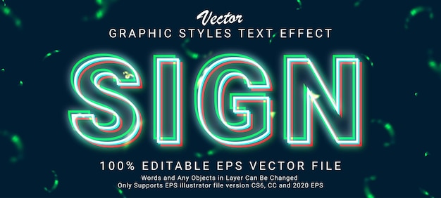 Creative glowing red green white outlines text style effect