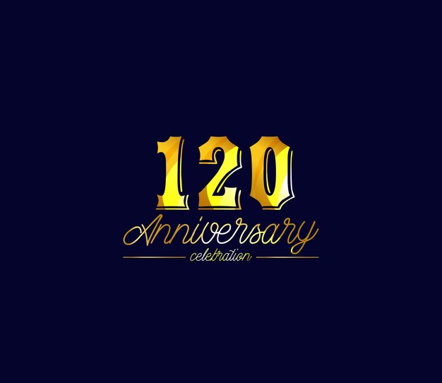 Creative gold colors design alphabet celebration 120 year anniversary banners posters