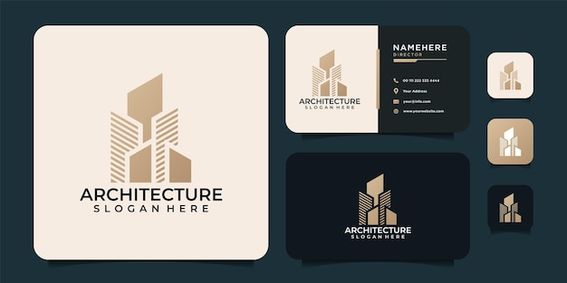 Creative gold real estate architecture logo finance agent property apartment