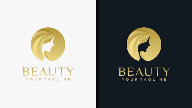 Creative golden beauty salon spa logo design