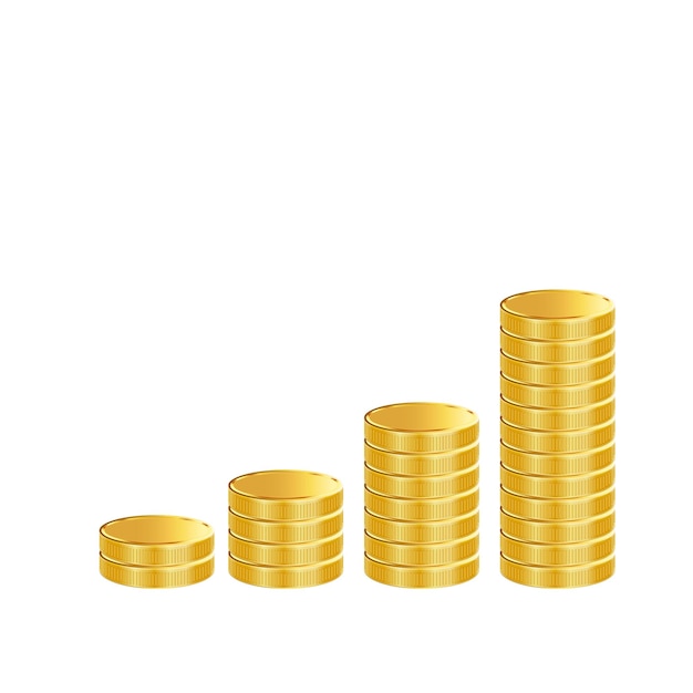 Creative golden networking money coin in different positions money design vector