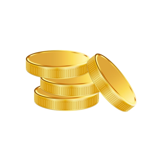 Креативная золотая сетевая денежная монета в разных позициях вектор денежного дизайна