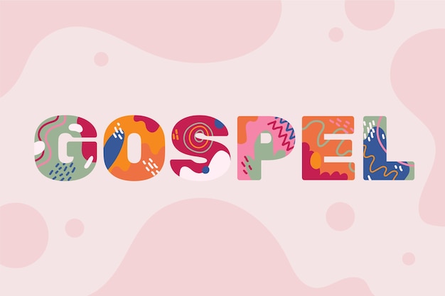 Creative gospel word concept with abstract shapes