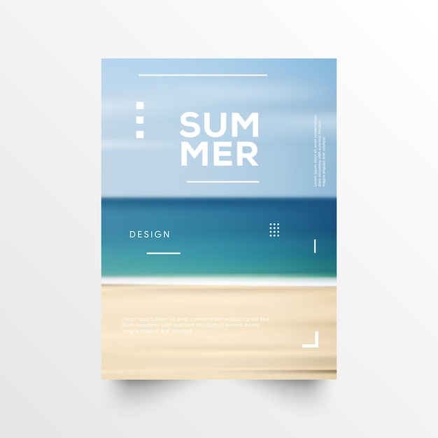 Creative gradient beach poster with summer background sea blue sky color