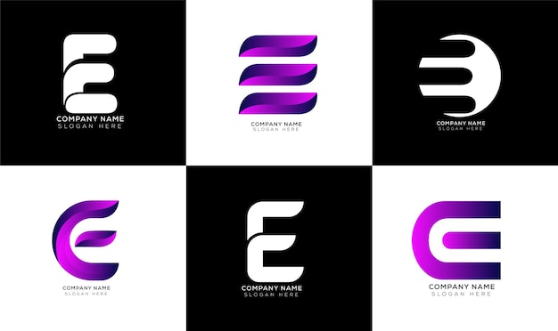 Creative gradient E letter logo collection