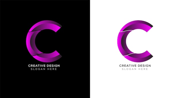 黒と白の創造的なグラデーション文字 c ロゴ デザイン テンプレートです。