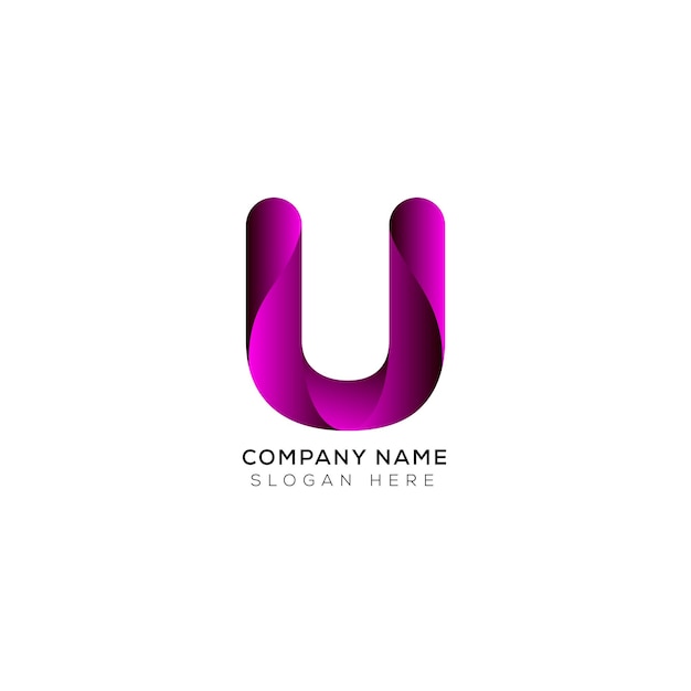 Вектор Креативная градиентная буква u с логотипом