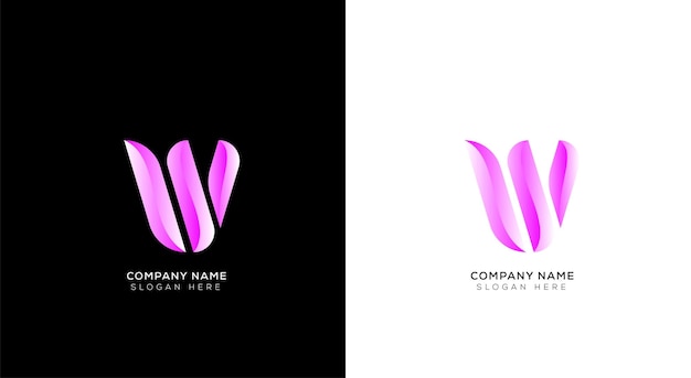 Вектор Креативная градиентная буква w шаблон дизайна логотипа с черно-белым