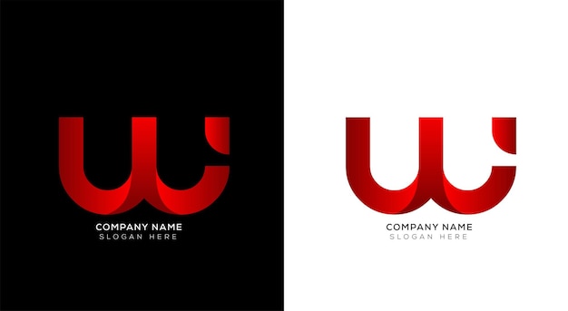 Creative gradient letter w logo design template with black and white