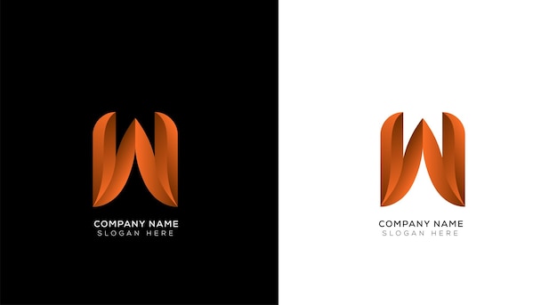 Creative gradient letter w logo design template with black and white