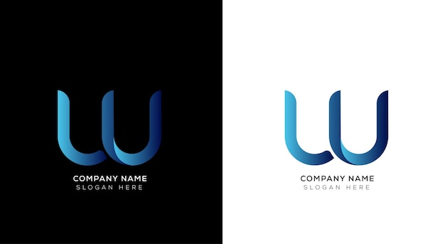 Creative gradient letter w logo design template with black and white