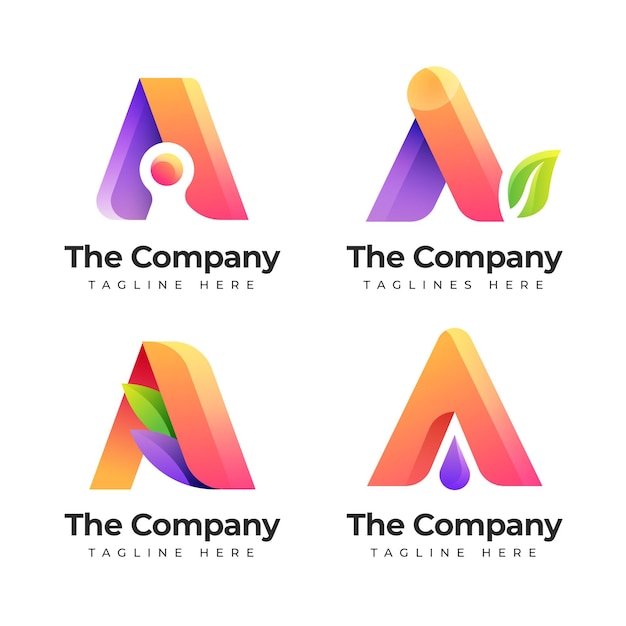 Creative gradient a logo collection