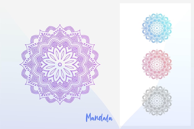 Vettore design creativo mandala viola sfumato