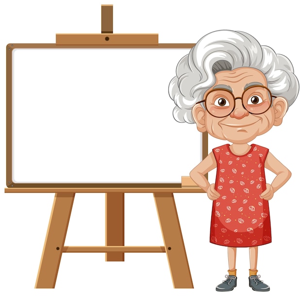 Creative Grandma with Blank Canvas