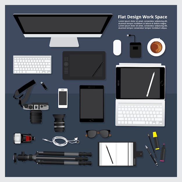 Creative & graphic design tool workspace isolato illustrazione vettoriale