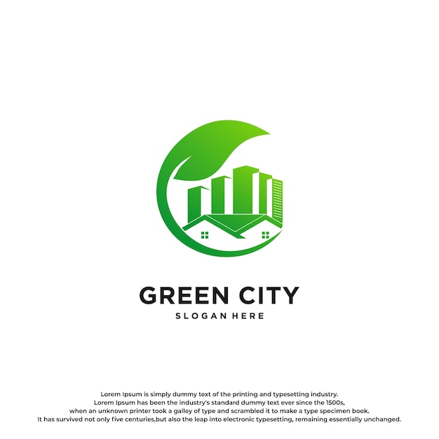 Creative green city inspiration logo design.