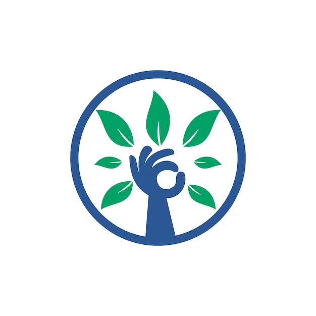 Vector creative green hand tree logo design